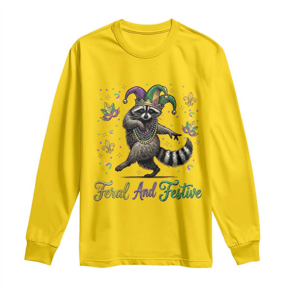 Mardi Gras Raccoon Long Sleeve Shirt Feral And Festive Trased Panda TS14 Daisy Print Your Wear