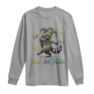 Mardi Gras Raccoon Long Sleeve Shirt Feral And Festive Trased Panda TS14 Sport Gray Print Your Wear
