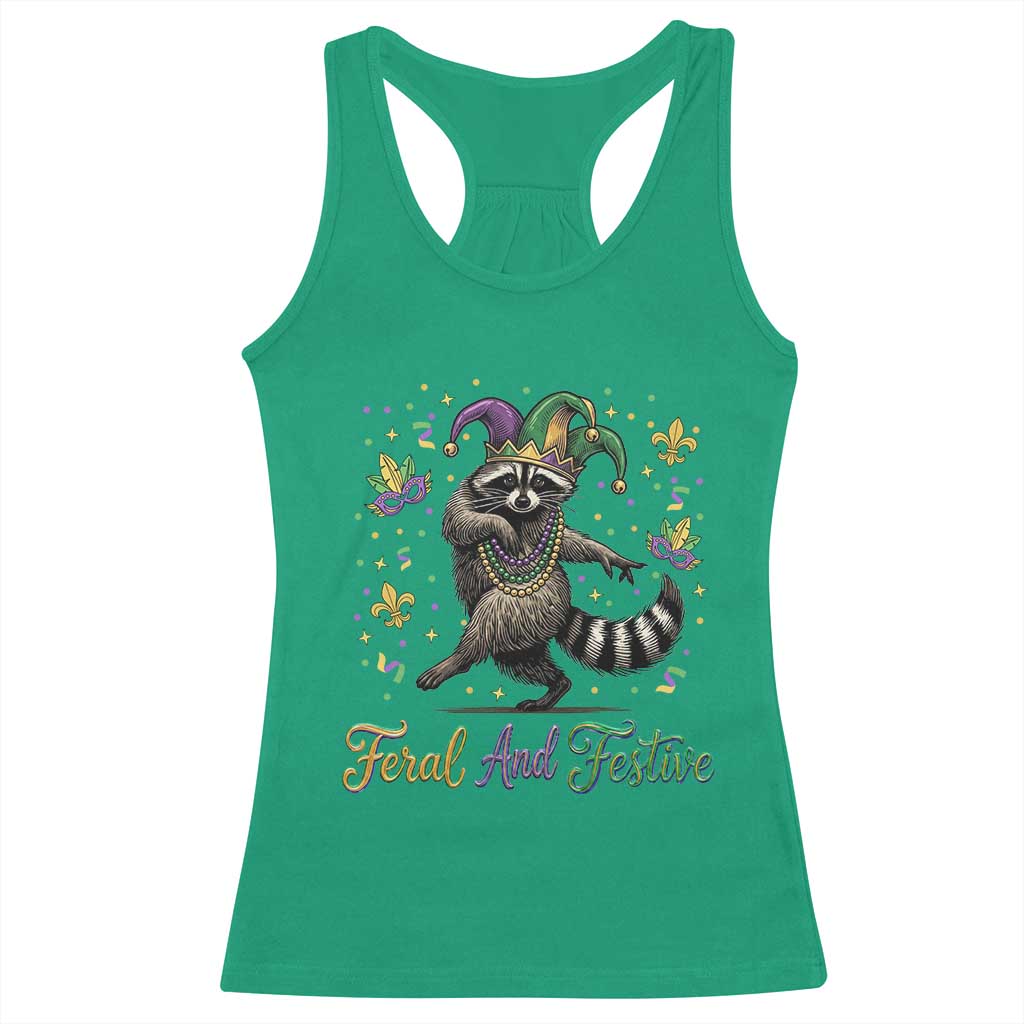 Mardi Gras Raccoon Racerback Tank Top Feral And Festive Trased Panda TS14 Irish Green Print Your Wear