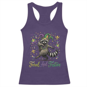 Mardi Gras Raccoon Racerback Tank Top Feral And Festive Trased Panda TS14 Purple Print Your Wear