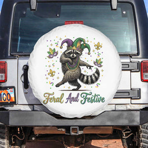 Mardi Gras Raccoon Spare Tire Cover Feral And Festive Trased Panda TS14 No hole White Print Your Wear