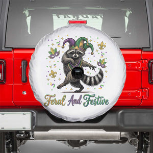 Mardi Gras Raccoon Spare Tire Cover Feral And Festive Trased Panda TS14 White Print Your Wear