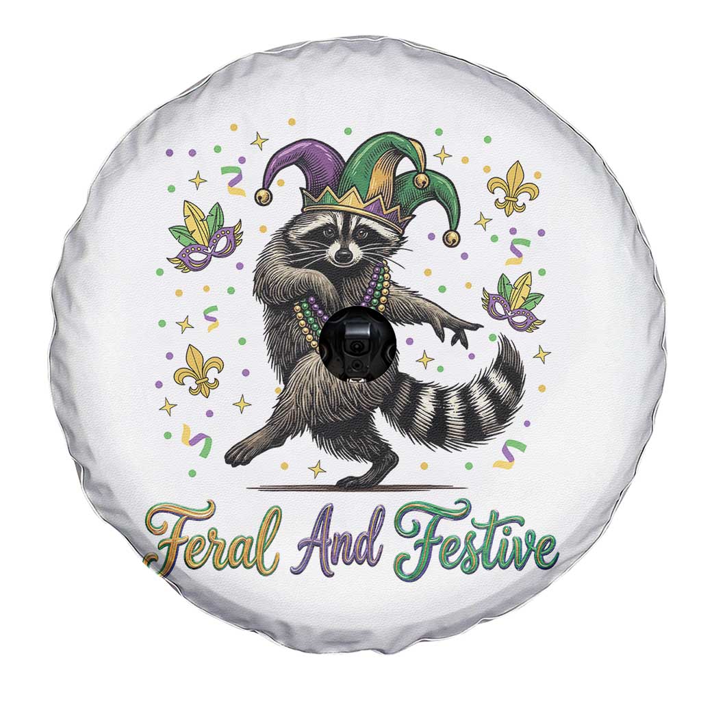 Mardi Gras Raccoon Spare Tire Cover Feral And Festive Trased Panda TS14 Print Your Wear