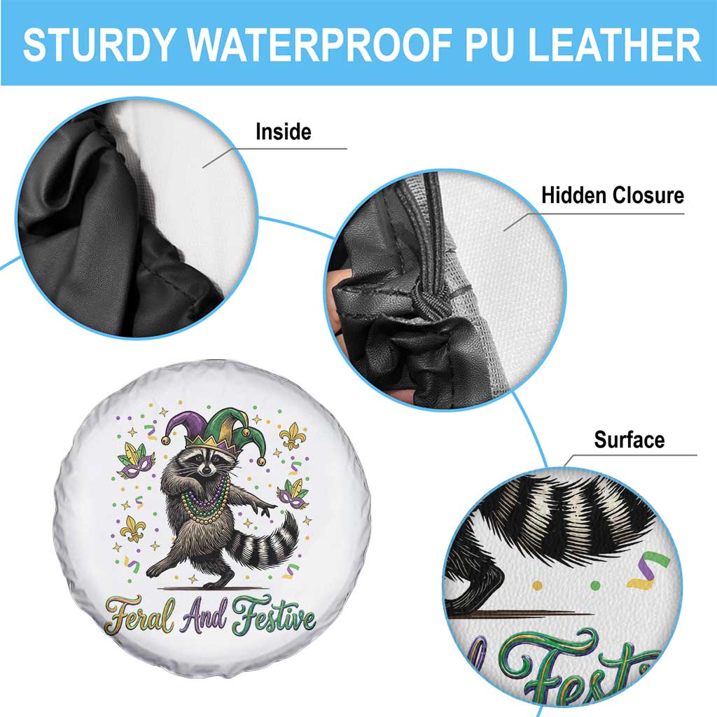 Mardi Gras Raccoon Spare Tire Cover Feral And Festive Trased Panda TS14 Print Your Wear
