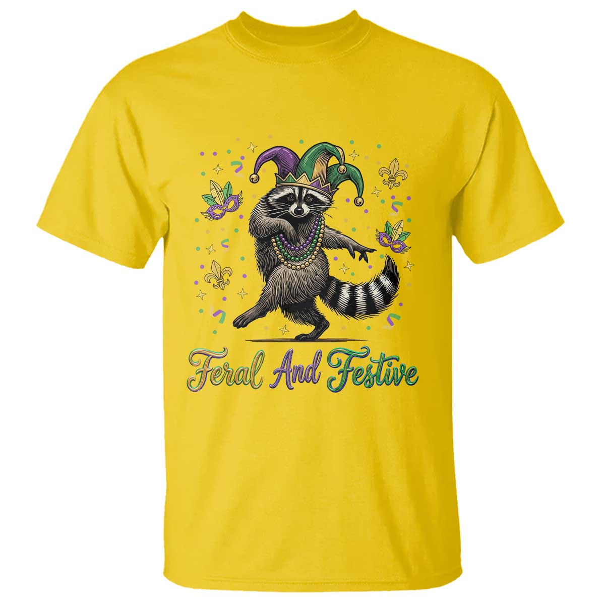 Mardi Gras Raccoon T Shirt Feral And Festive Trased Panda TS14 Daisy Print Your Wear