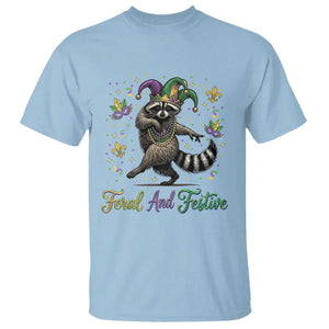 Mardi Gras Raccoon T Shirt Feral And Festive Trased Panda TS14 Light Blue Print Your Wear