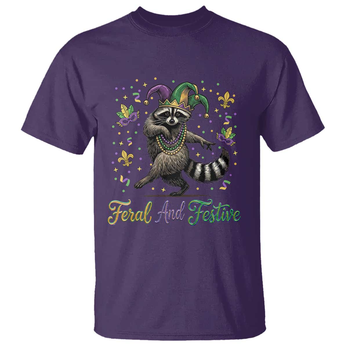 Mardi Gras Raccoon T Shirt Feral And Festive Trased Panda TS14 Purple Print Your Wear