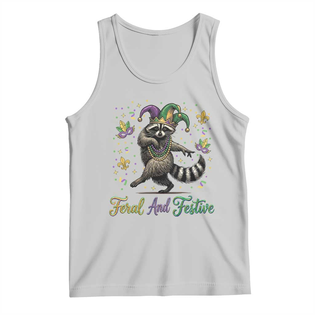 Mardi Gras Raccoon Tank Top Feral And Festive Trased Panda TS14 Ash Print Your Wear