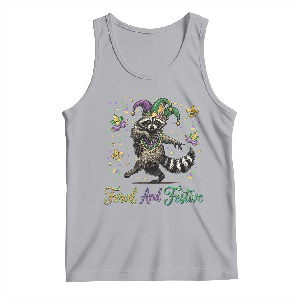 Mardi Gras Raccoon Tank Top Feral And Festive Trased Panda TS14 Athletic Heather Print Your Wear