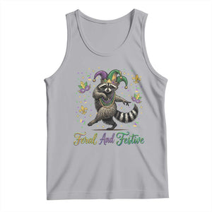 Mardi Gras Raccoon Tank Top Feral And Festive Trased Panda TS14 Athletic Heather Print Your Wear