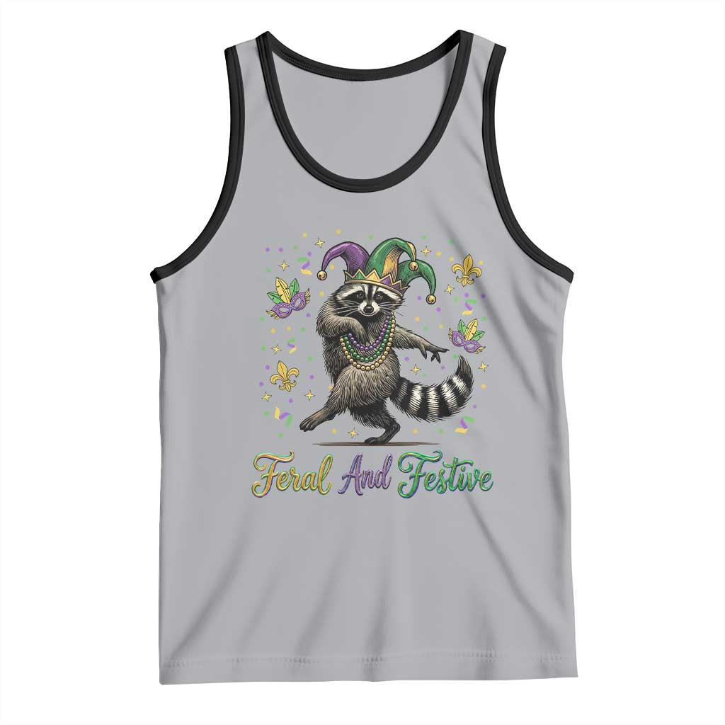 Mardi Gras Raccoon Tank Top Feral And Festive Trased Panda TS14 Athletic Heather Black Print Your Wear