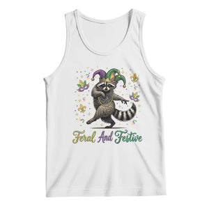 Mardi Gras Raccoon Tank Top Feral And Festive Trased Panda TS14 White Print Your Wear