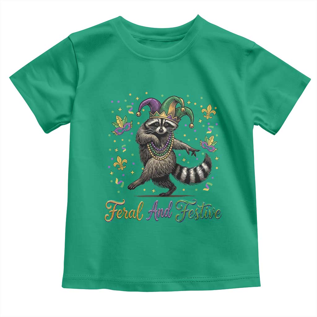 Mardi Gras Raccoon Toddler T Shirt Feral And Festive Trased Panda TS14 Irish Green Print Your Wear