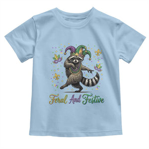 Mardi Gras Raccoon Toddler T Shirt Feral And Festive Trased Panda TS14 Light Blue Print Your Wear