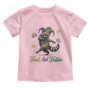 Mardi Gras Raccoon Toddler T Shirt Feral And Festive Trased Panda TS14 Light Pink Print Your Wear