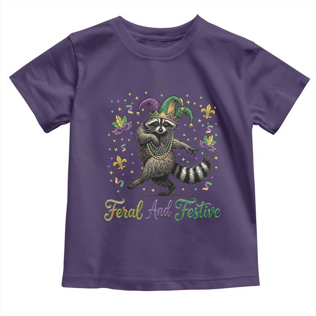 Mardi Gras Raccoon Toddler T Shirt Feral And Festive Trased Panda TS14 Purple Print Your Wear