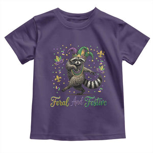 Mardi Gras Raccoon Toddler T Shirt Feral And Festive Trased Panda TS14 Purple Print Your Wear