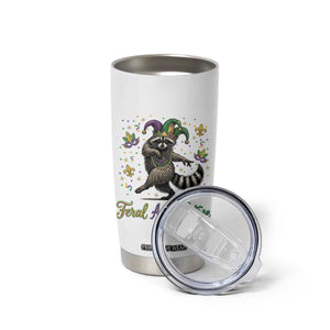 Mardi Gras Raccoon Tumbler Cup Feral And Festive Trased Panda TS14 Print Your Wear