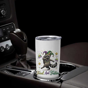 Mardi Gras Raccoon Tumbler Cup Feral And Festive Trased Panda TS14 Print Your Wear
