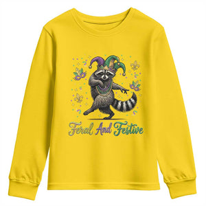 Mardi Gras Raccoon Youth Sweatshirt Feral And Festive Trased Panda TS14 Daisy Print Your Wear