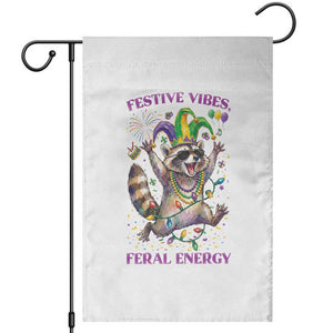 Mardi Gras Raccoon Garden Flag Festive Vibes Feral Energy TS14 White Print Your Wear