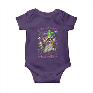 Mardi Gras Raccoon Baby Onesie Festive Vibes Feral Energy TS14 Purple Print Your Wear