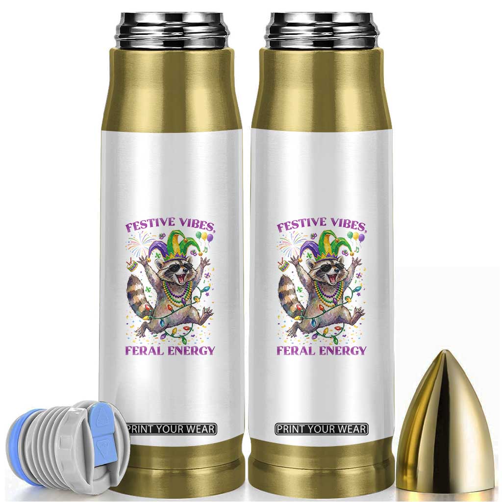 Mardi Gras Raccoon Bullet Tumbler Festive Vibes Feral Energy TS14 White Print Your Wear