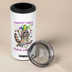 Mardi Gras Raccoon 4 in 1 Can Cooler Tumbler Festive Vibes Feral Energy TS14 Print Your Wear
