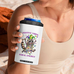 Mardi Gras Raccoon 4 in 1 Can Cooler Tumbler Festive Vibes Feral Energy TS14 Print Your Wear