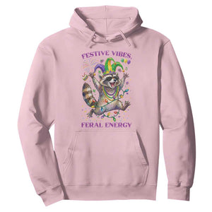Mardi Gras Raccoon Hoodie Festive Vibes Feral Energy TS14 Light Pink Print Your Wear