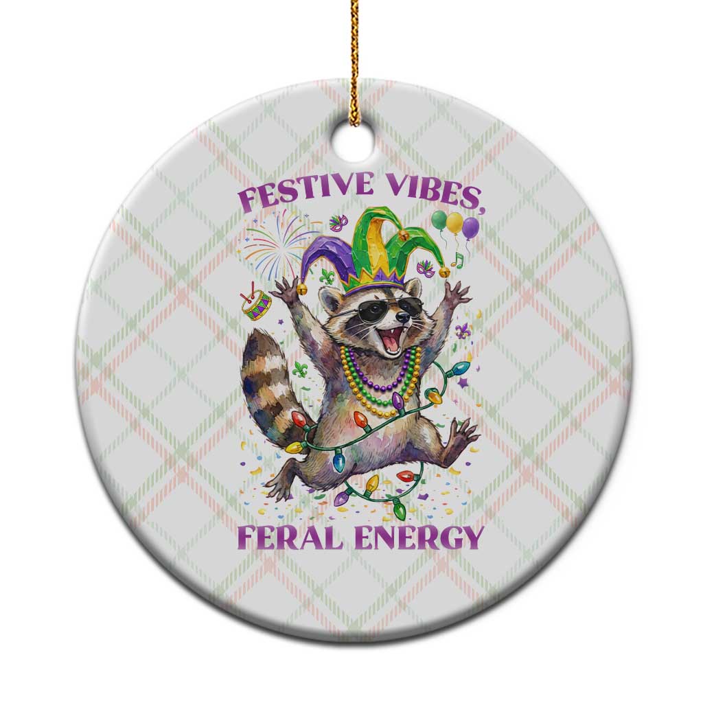 Mardi Gras Raccoon Ceramic Ornament Festive Vibes Feral Energy TS14 1pc Christmas Plaid Print Your Wear