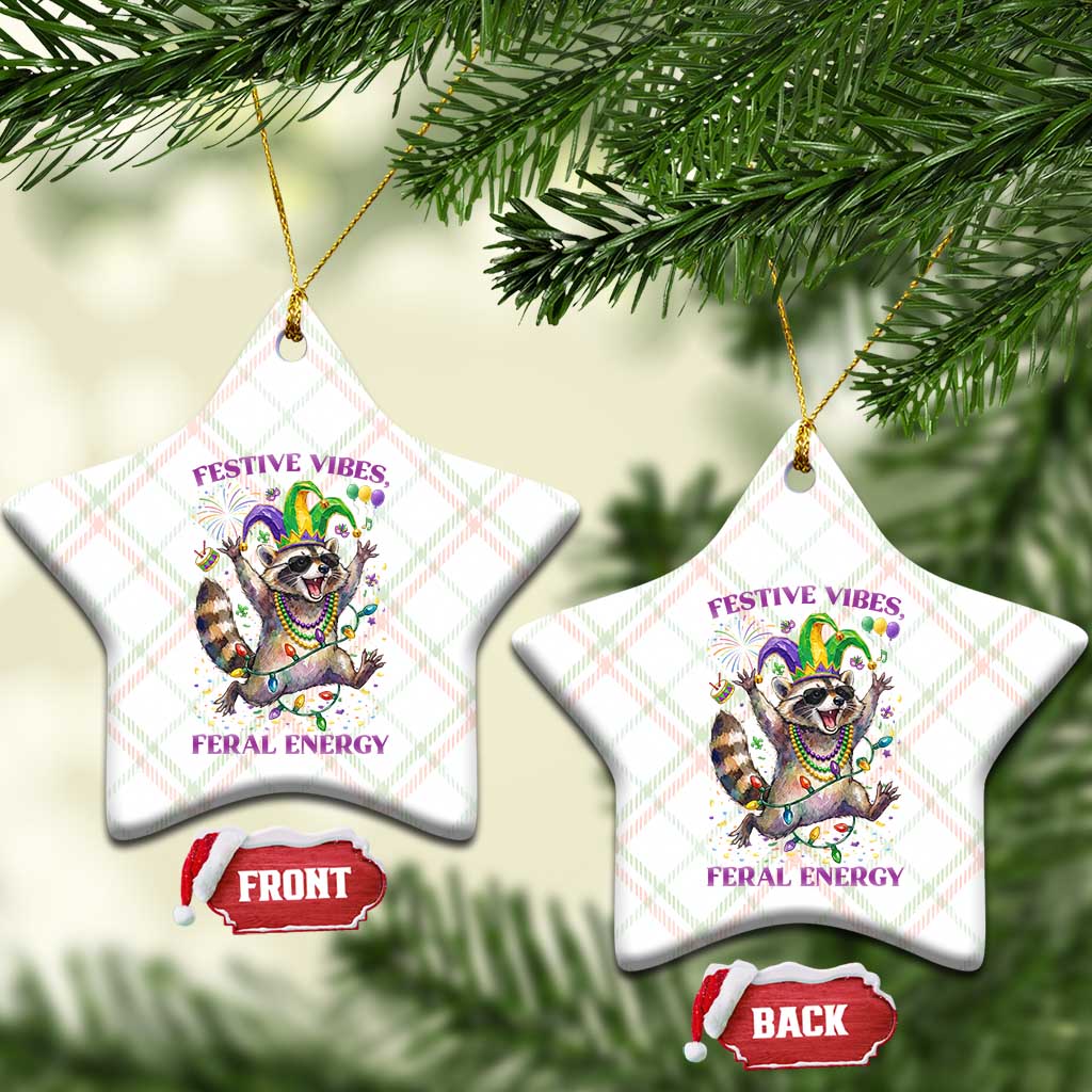 Mardi Gras Raccoon Ceramic Ornament Festive Vibes Feral Energy TS14 Print Your Wear