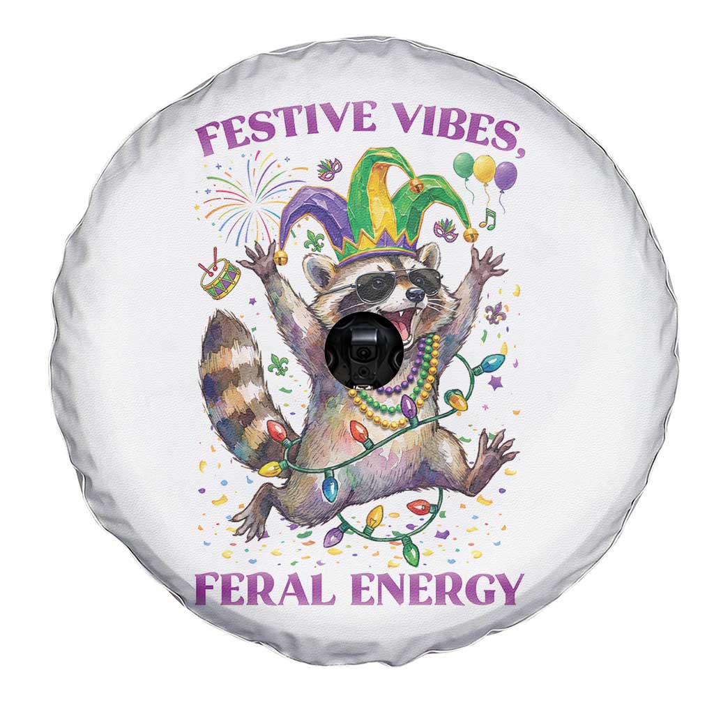 Mardi Gras Raccoon Spare Tire Cover Festive Vibes Feral Energy TS14 Print Your Wear