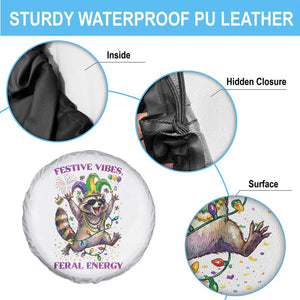 Mardi Gras Raccoon Spare Tire Cover Festive Vibes Feral Energy TS14 Print Your Wear