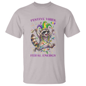 Mardi Gras Raccoon T Shirt Festive Vibes Feral Energy TS14 Ice Gray Print Your Wear