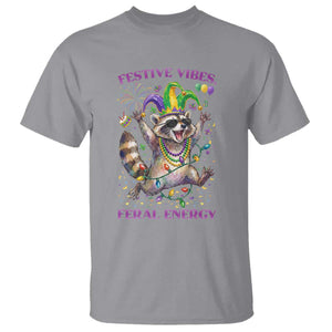 Mardi Gras Raccoon T Shirt Festive Vibes Feral Energy TS14 Sport Gray Print Your Wear
