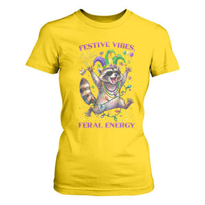 Mardi Gras Raccoon T Shirt For Women Festive Vibes Feral Energy TS14 Daisy Print Your Wear