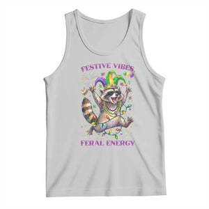 Mardi Gras Raccoon Tank Top Festive Vibes Feral Energy TS14 Ash Print Your Wear