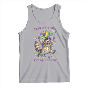 Mardi Gras Raccoon Tank Top Festive Vibes Feral Energy TS14 Athletic Heather Print Your Wear