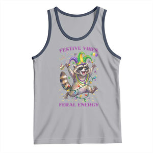 Mardi Gras Raccoon Tank Top Festive Vibes Feral Energy TS14 Athletic Heather Navy Print Your Wear