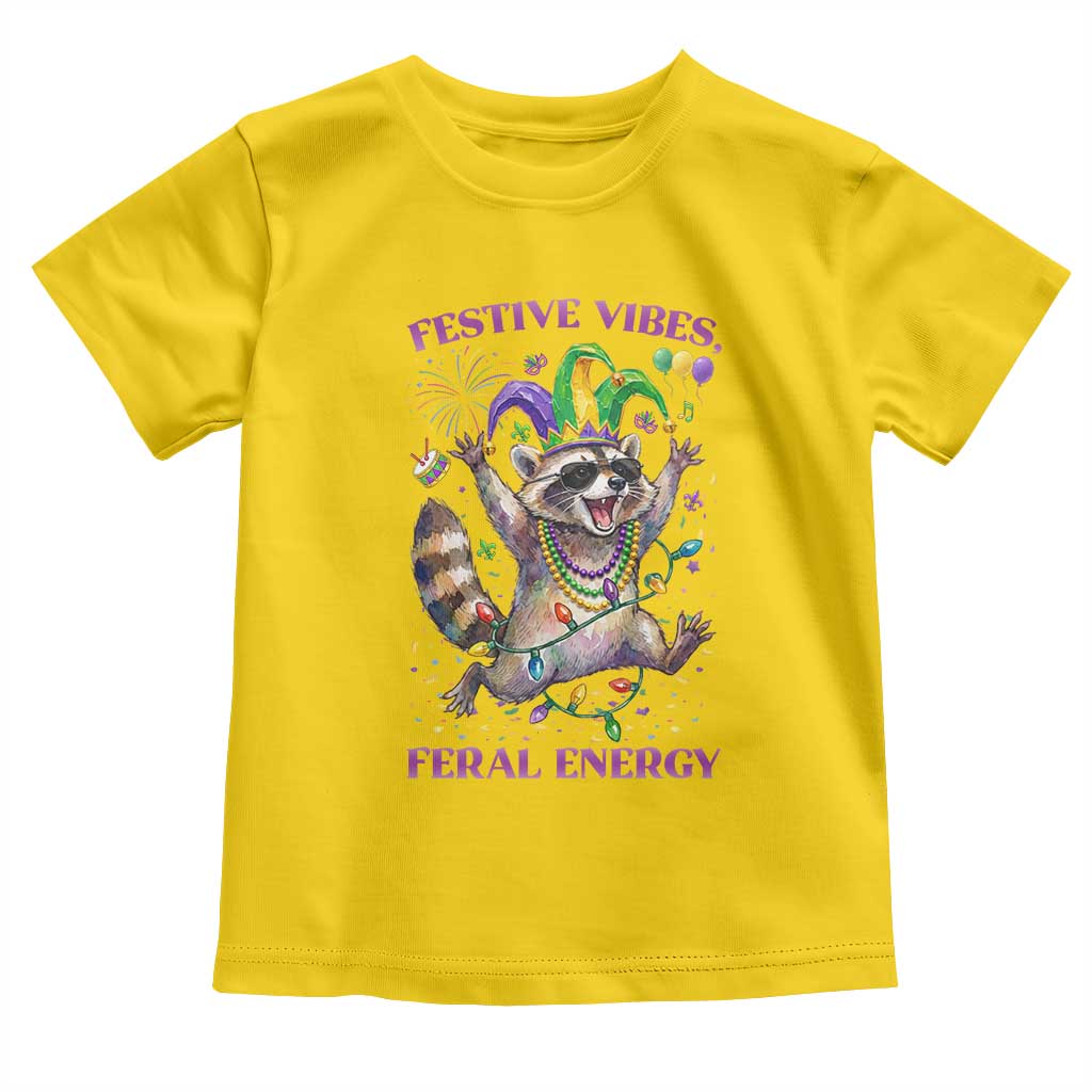 Mardi Gras Raccoon Toddler T Shirt Festive Vibes Feral Energy TS14 Daisy Print Your Wear