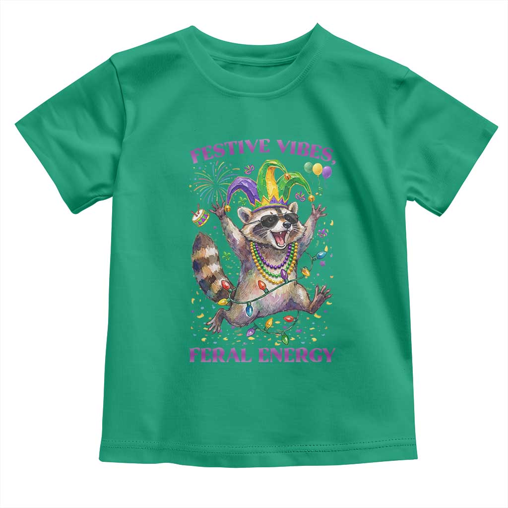 Mardi Gras Raccoon Toddler T Shirt Festive Vibes Feral Energy TS14 Irish Green Print Your Wear