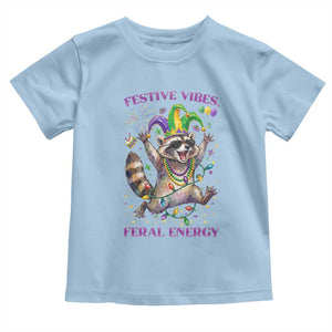 Mardi Gras Raccoon Toddler T Shirt Festive Vibes Feral Energy TS14 Light Blue Print Your Wear