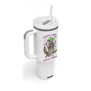 Mardi Gras Raccoon Tumbler With Handle Festive Vibes Feral Energy TS14 Print Your Wear