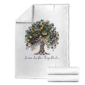 Mardi Gras Mask Tree Throw Blanket Laissez Les Bon Temps Rouler TS14 White Print Your Wear