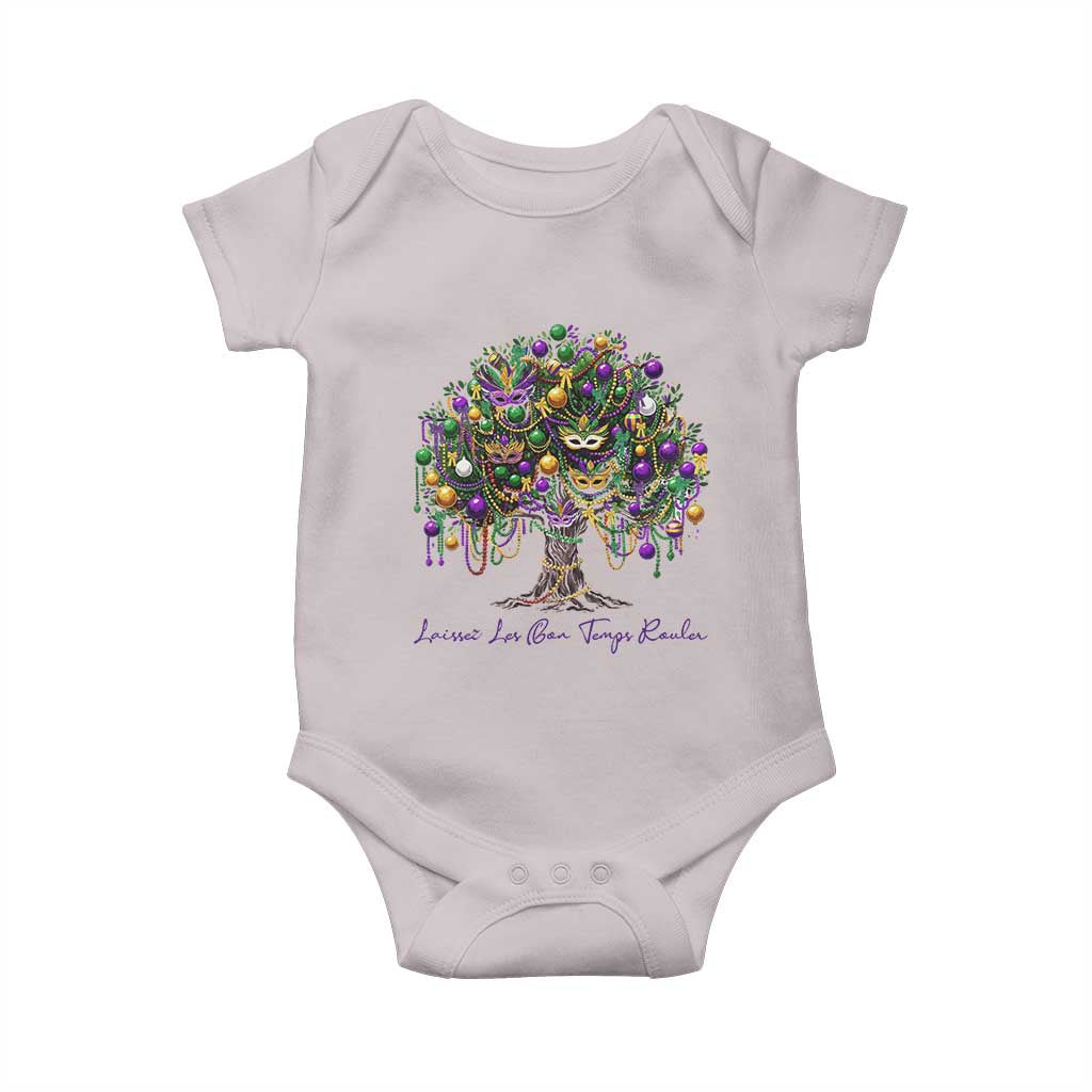Mardi Gras Mask Tree Baby Onesie Laissez Les Bon Temps Rouler TS14 Ice Gray Print Your Wear