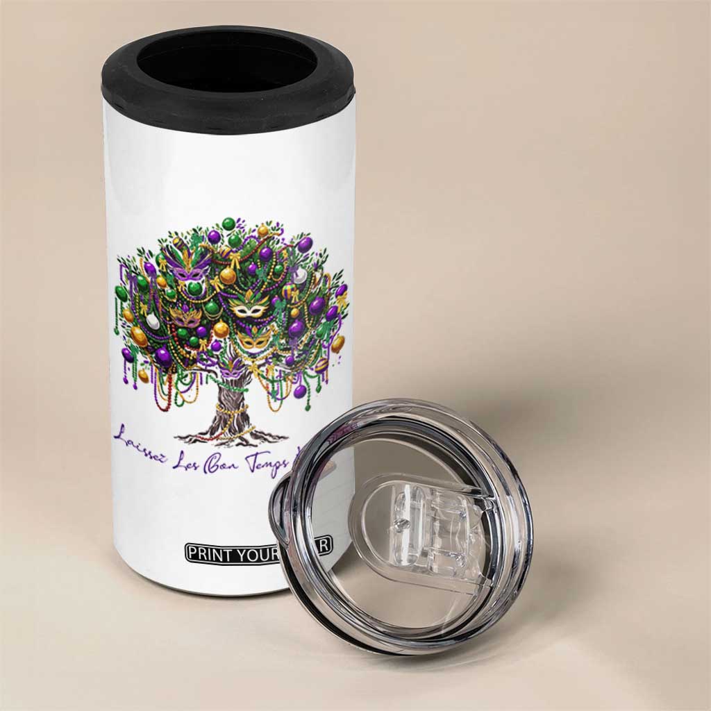 Mardi Gras Mask Tree 4 in 1 Can Cooler Tumbler Laissez Les Bon Temps Rouler TS14 Print Your Wear