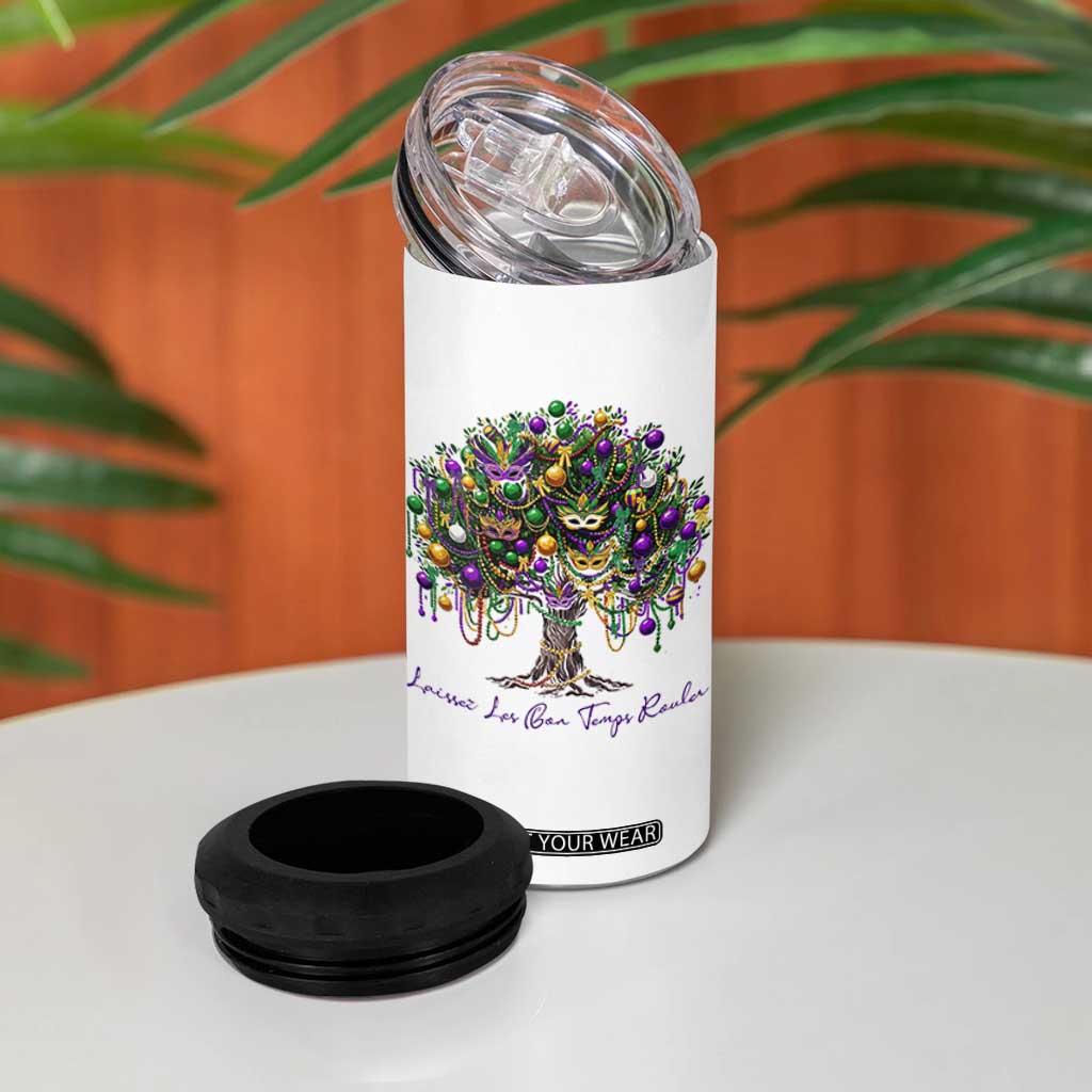 Mardi Gras Mask Tree 4 in 1 Can Cooler Tumbler Laissez Les Bon Temps Rouler TS14 Print Your Wear