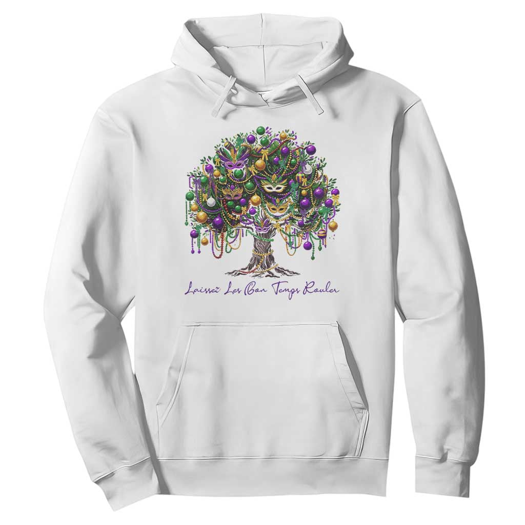 Mardi Gras Mask Tree Hoodie Laissez Les Bon Temps Rouler TS14 White Print Your Wear