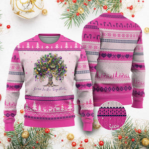 Mardi Gras Mask Tree Ugly Christmas Sweater Laissez Les Bon Temps Rouler TS14 Hot Pink Print Your Wear